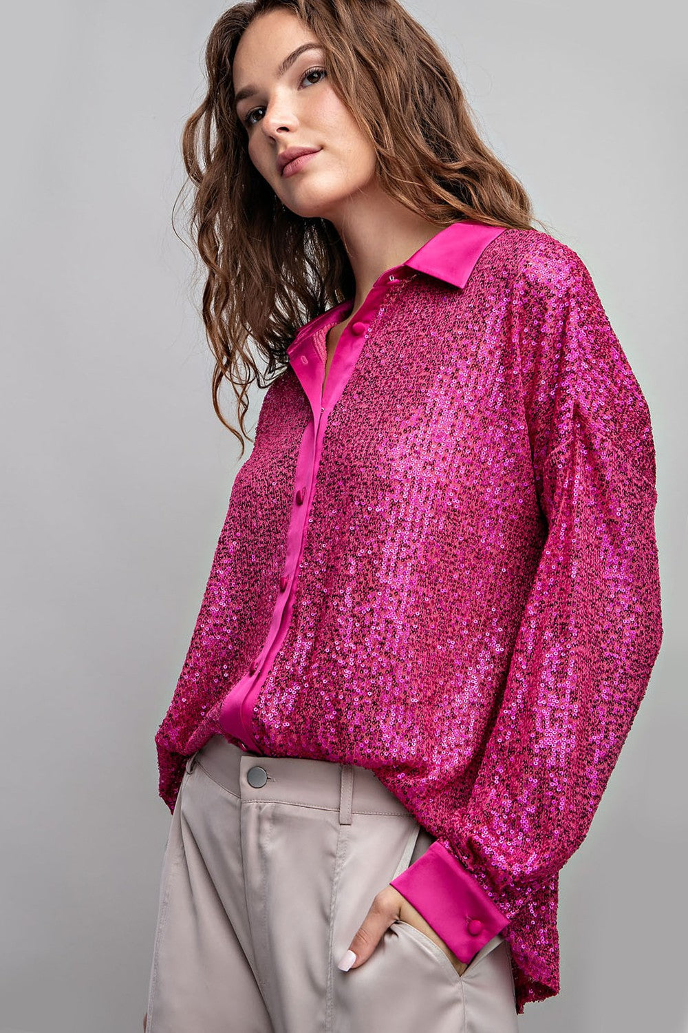Barbara Glitter Button Down Shirt