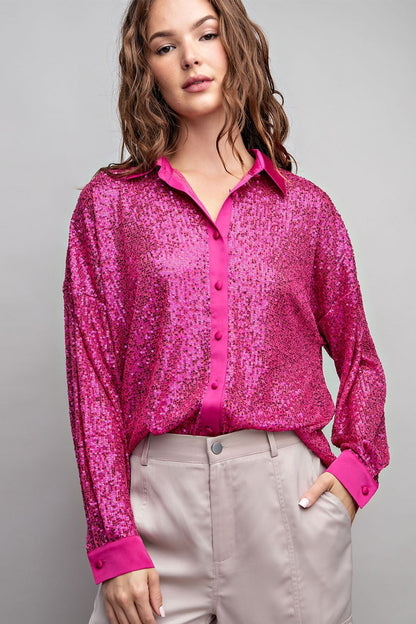 Barbara Glitter Button Down Shirt