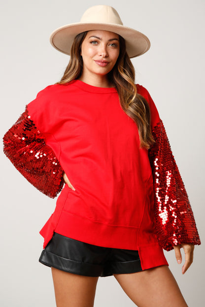 Sequin Color Block Sweatshirt