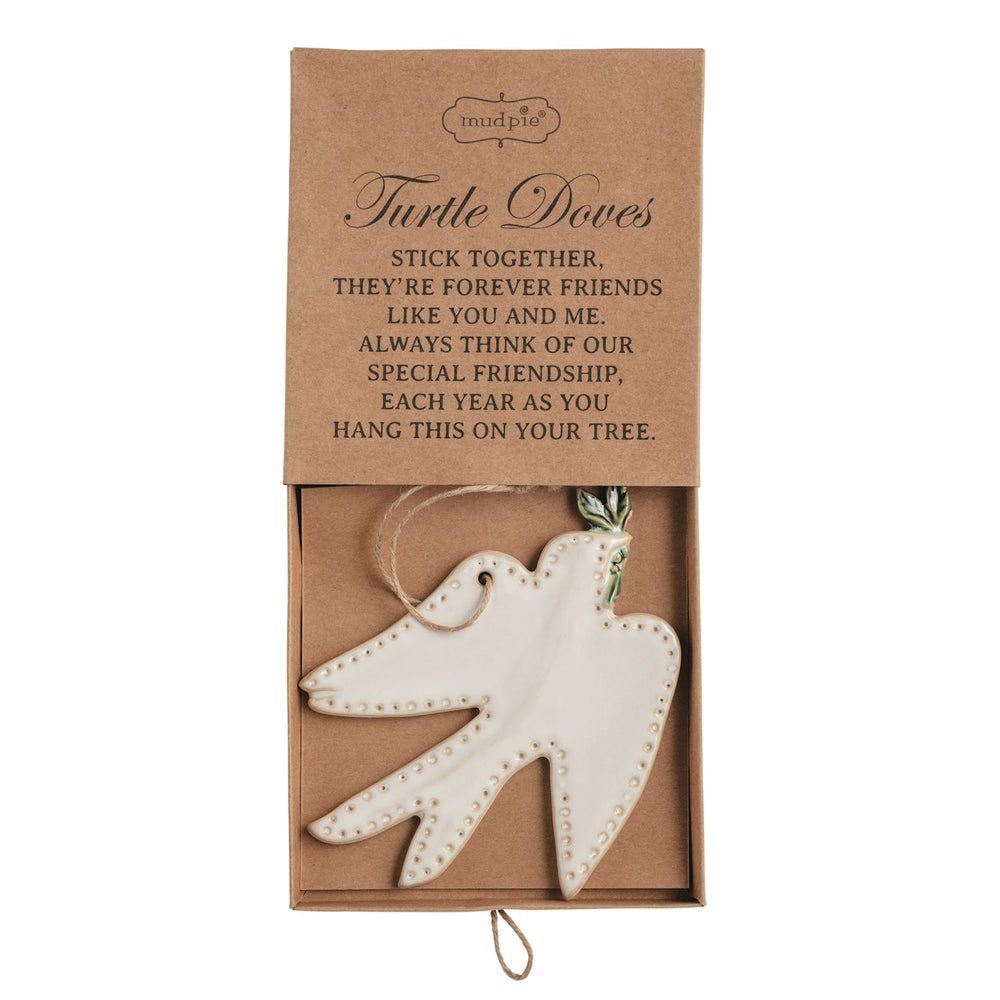 Turtle Dove Ornament in a friendship poem gift box.