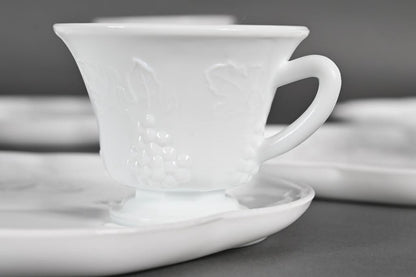 Milk Glass Snack Plates and Cups