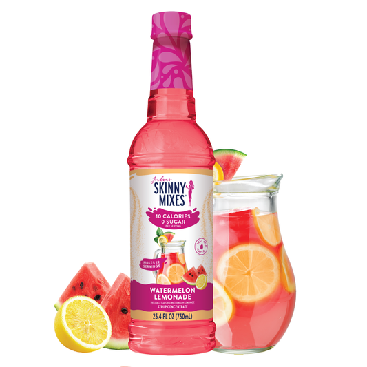 Sugar Free Watermelon Lemonade Syrup Concentrate, low calorie, keto-friendly. Available in 16oz and 32oz bottles.