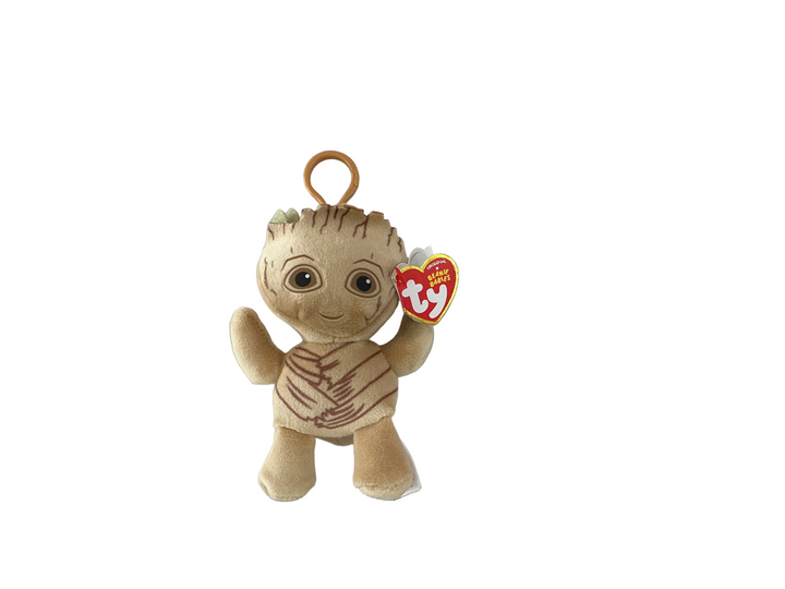 Ty Baby tree-like character keychain with large dark eyes and a plastic ring.
