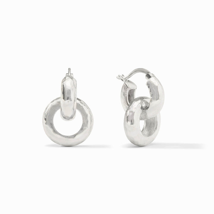 The Catalina 2-in-1 Earring Silver: chunky, rounded silver hoops in hinge ring design, tarnish-free. Available in two sizes.