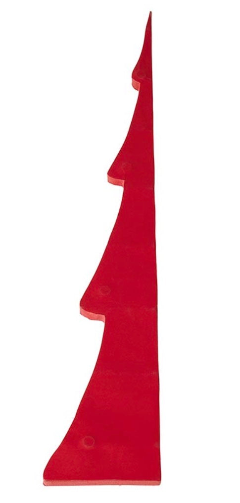 24-Inch Red Handmade Paper Tree Decor, a 24-inch red, stylized, two-dimensional Christmas tree cutout.