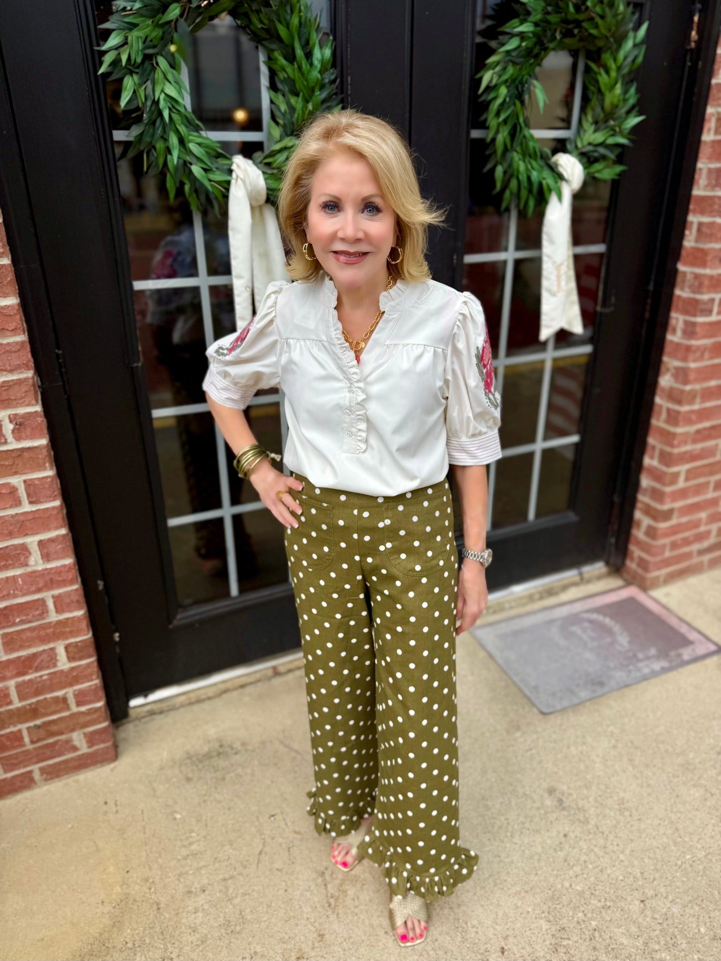 Emmie Ivory Top shown; available in sizes XS–XL.