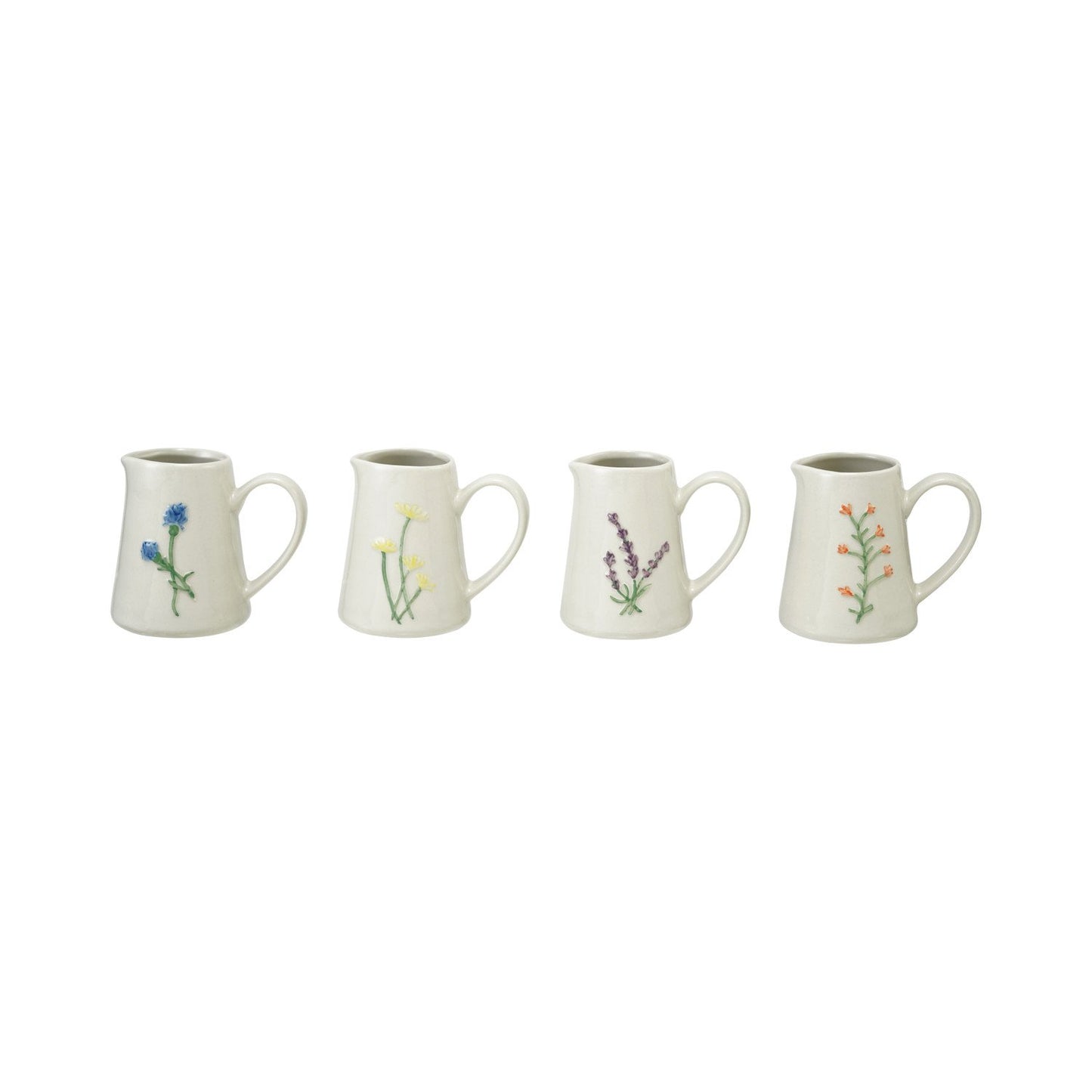 Debossed Stoneware Creamer with Botanical Styles