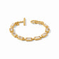 Rectangular baguette-cut gemstones in gold-plated frames, linked with a toggle clasp. Available in 6", 7", and 8" lengths.