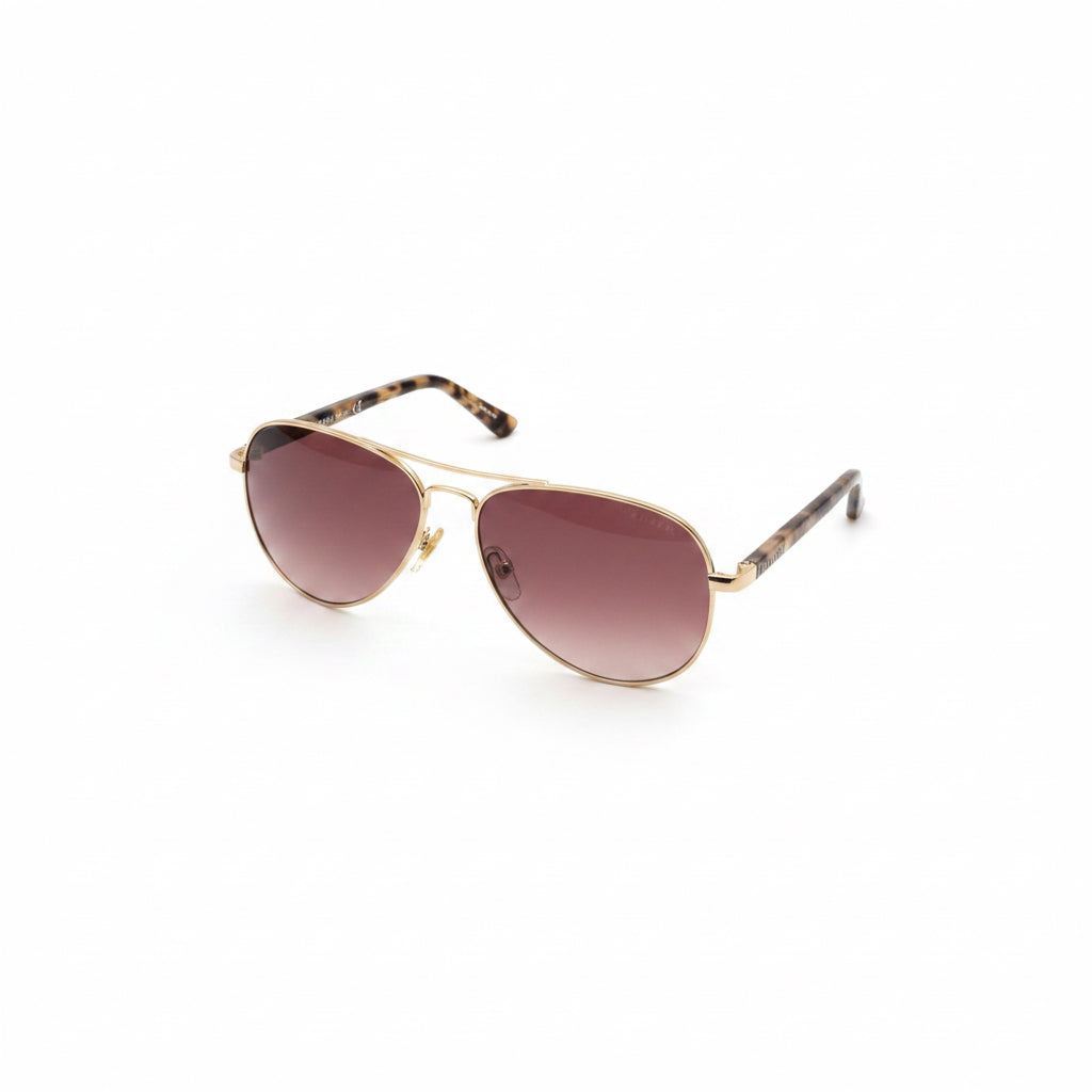 Ted Baker Aviators with gold frames, brown gradient lenses, and tortoise-patterned arms. Available sizes: Small, Medium, Large.
