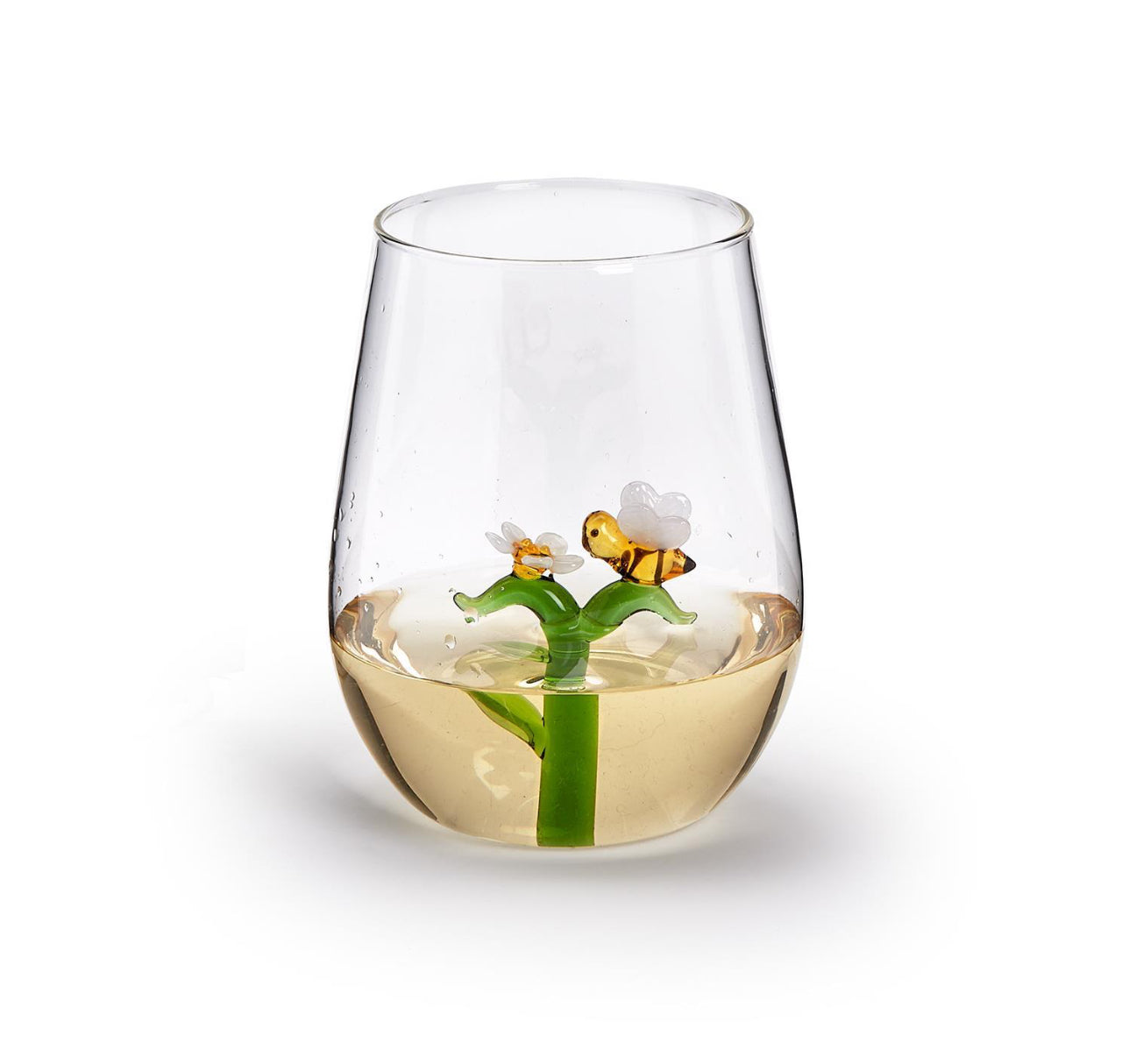 Bee and Flower Stemless Glass