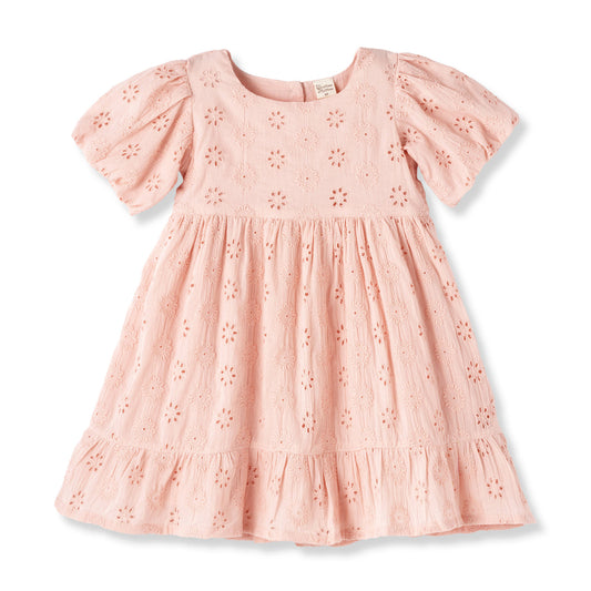 Eleanor Pink Eyelet Puff Sleeve Dress