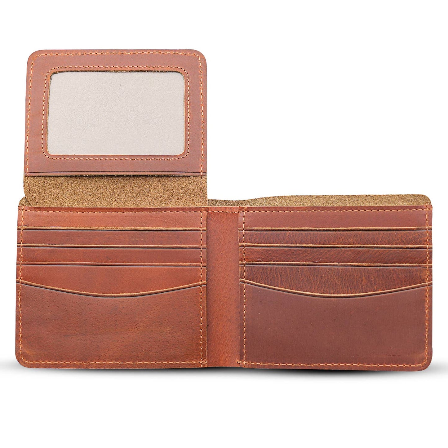 Genuine Leather Wallet for Men with Flap out ID Window: Dark Brown