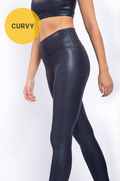 CURVY Iridescent Holo Foil High-Waisted Leggings