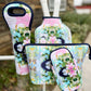Nantucket Bloom Pickleball Paddle Cover in abstract floral print with pocket, blue trim. Sizes: standard, extra.