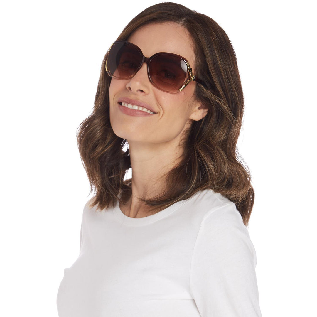 Flower Detail Sunglasses featuring decorative floral accents. Available in sizes S, M, L.