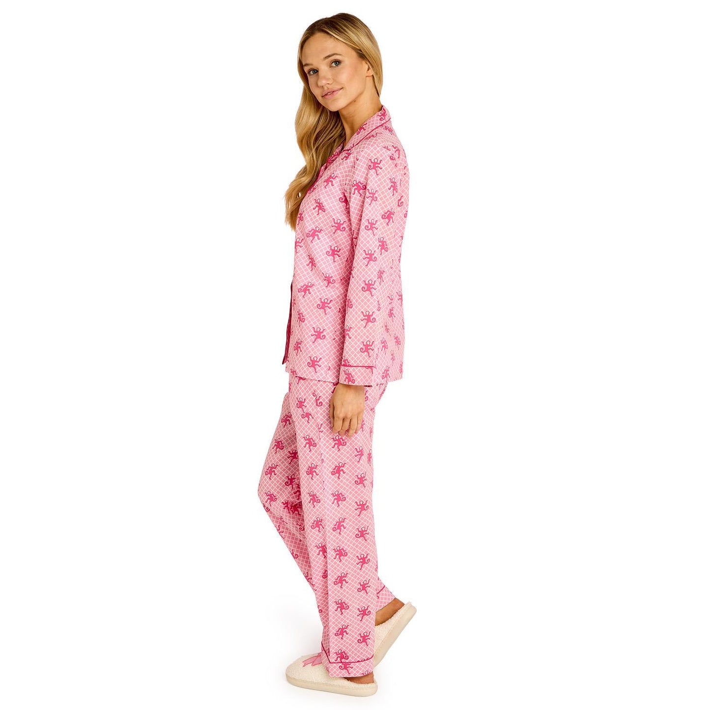Happy Monkey Cotton Printed Pajamas available in sizes S-XL.