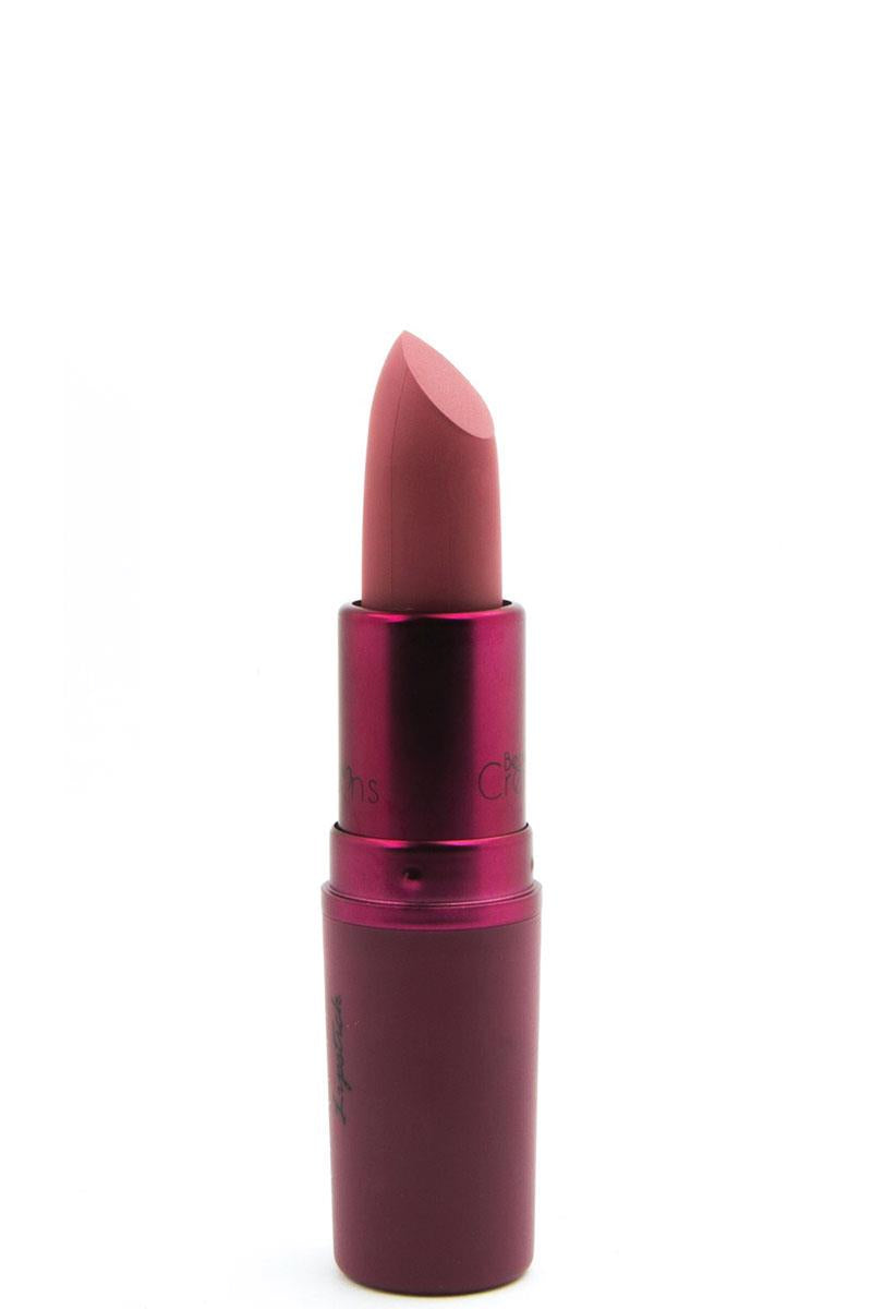 Essential Matte Lipstick in pink with a metallic red casing. Available sizes: single tube.