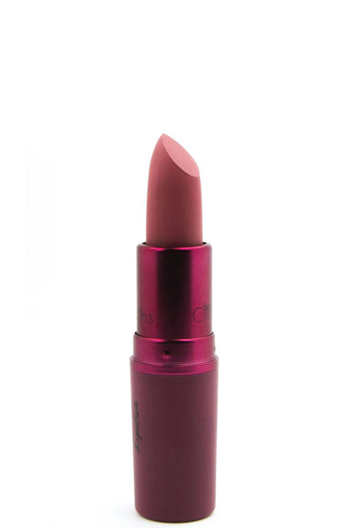 Essential Matte Lipstick in pink with a metallic red casing. Available sizes: single tube.