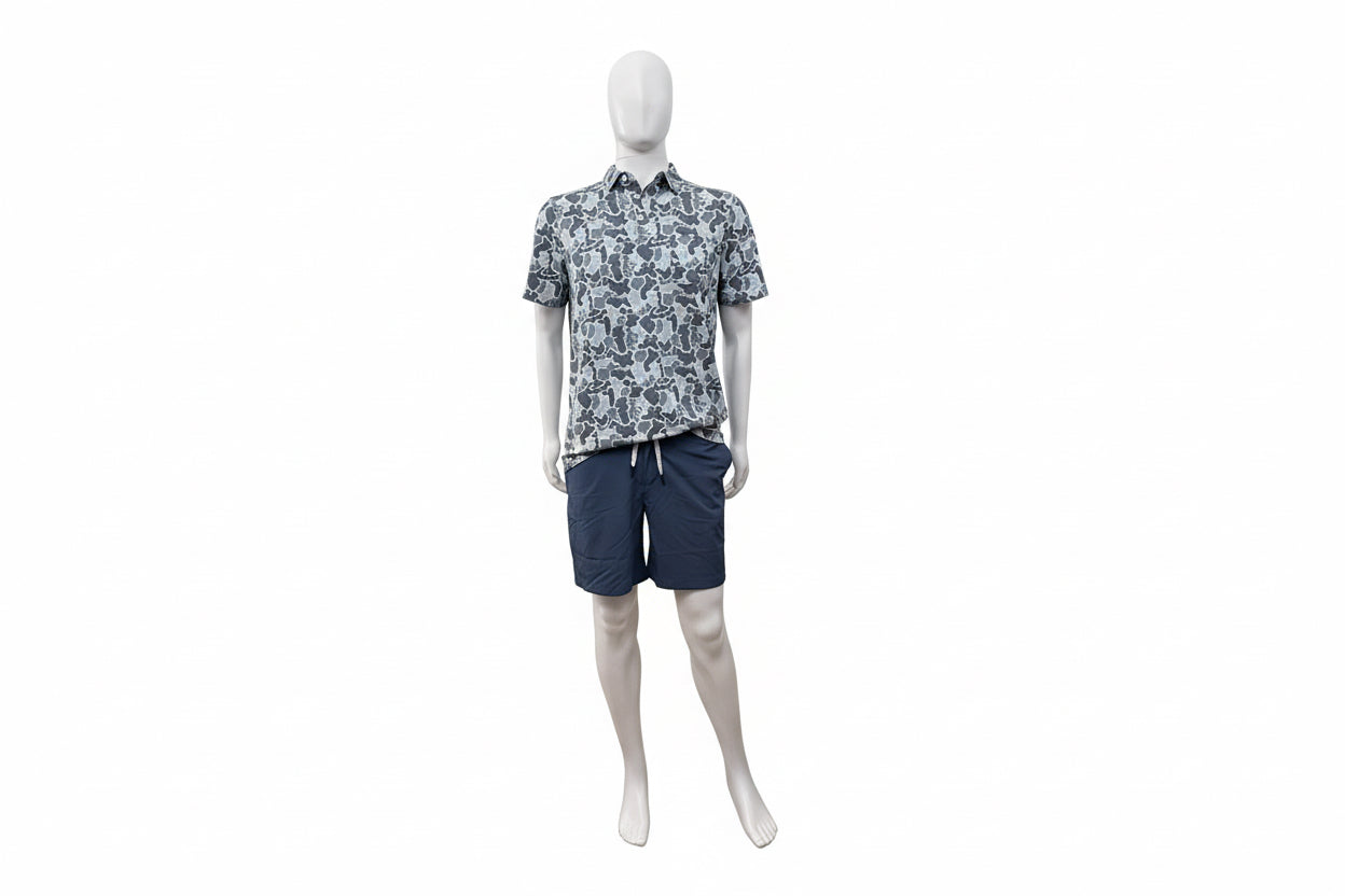 Simply Southern blue and white floral short-sleeve shirt, available in sizes S-XXL.