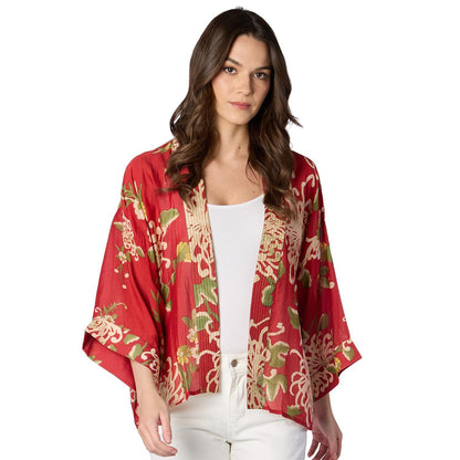 Chrysanthemum Red Short Kimono