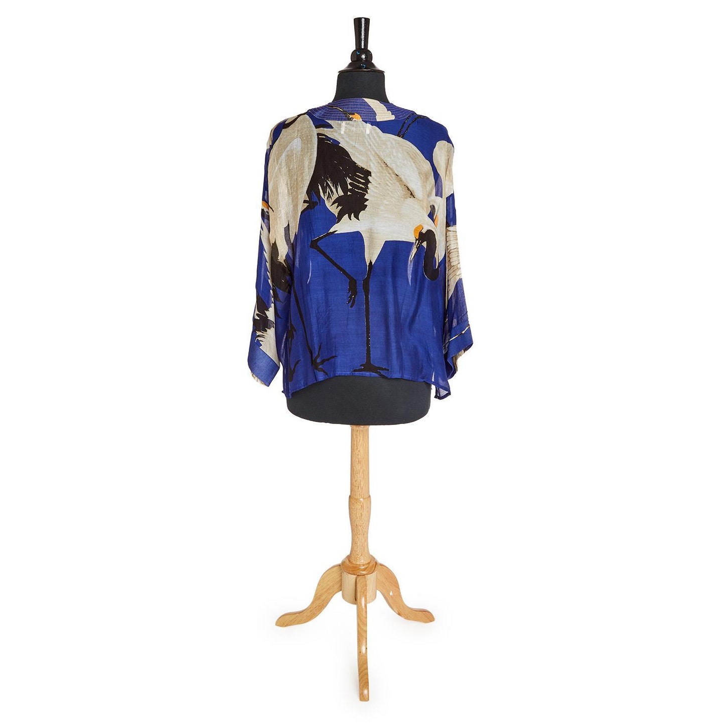 Heron Print Cobalt Short Kimono