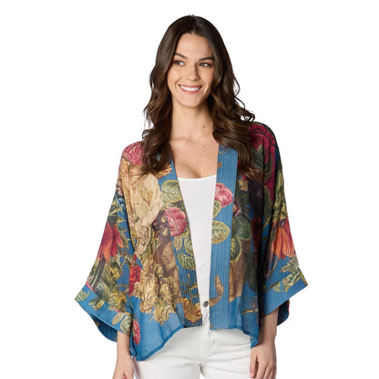 Primula Teal Short Kimono