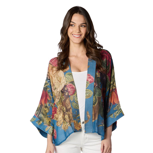 Primula Teal Short Kimono