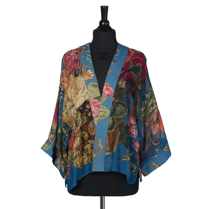 Primula Teal Short Kimono
