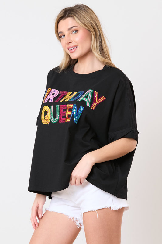 Birthday Queen Sequin Top