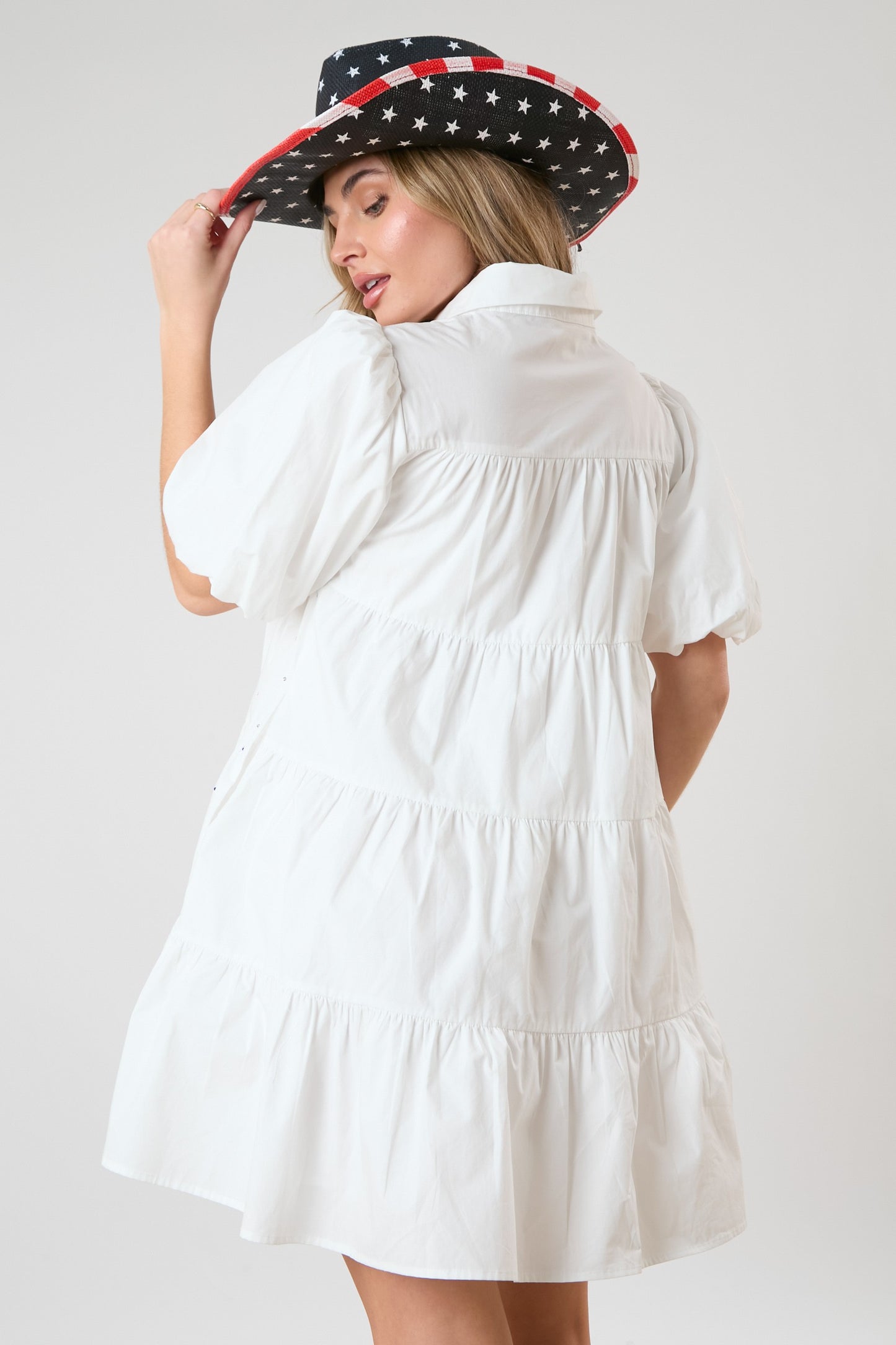 Rhinestone Button Up Shirt Dress