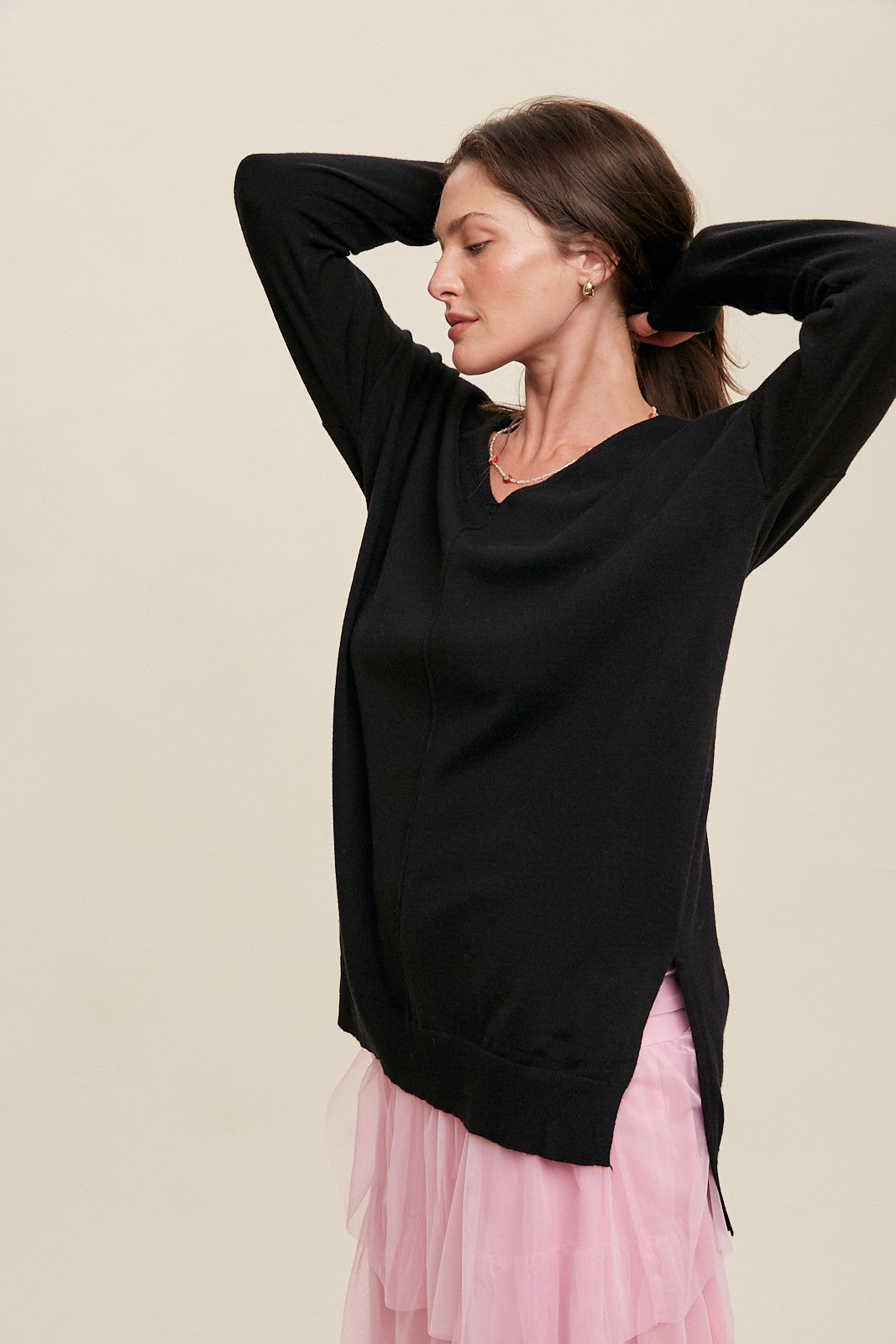 Deep V-Neck Loose Fit Sweater