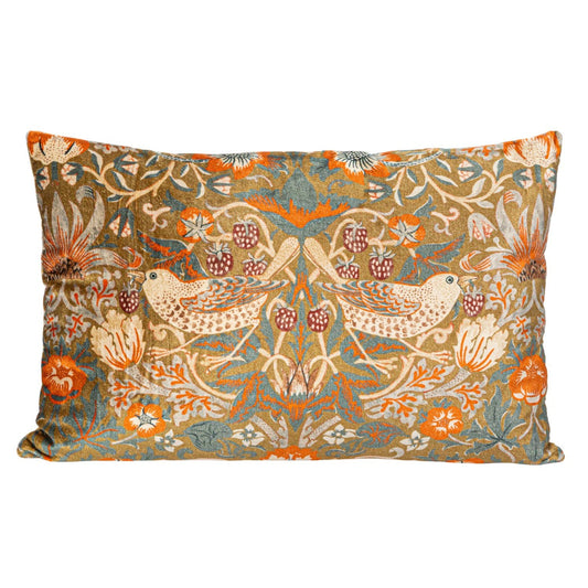 Birds/Floral 24”x16” Cotton Blend Velvet Lumbar Pillow