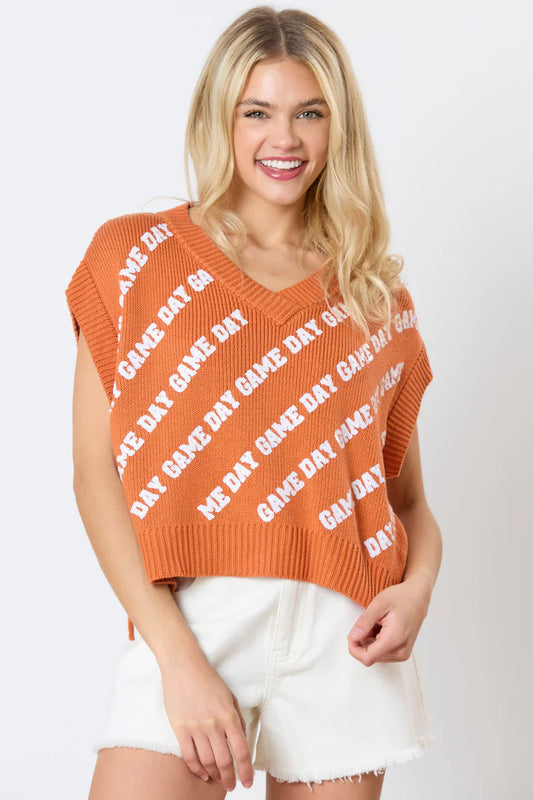 Horns Burnt Orange Sweater Vest