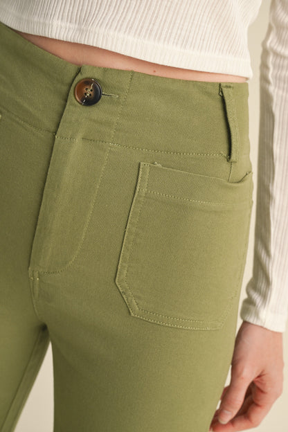 Sage Olive HW Cropped Wide Pants
