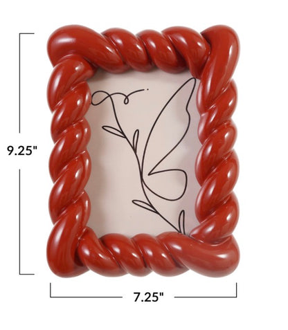 Sienna Resin Twisted Photo Frame in red, rustic rope-like design, 9.25″ x 7.25″.