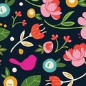 Set of 16 Parakeet Guest Towels with vibrant floral and bird pattern. Each towel measures 8 x 4.5 inches.