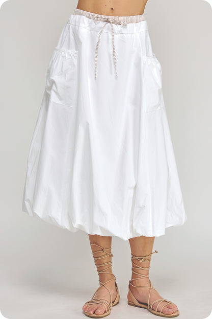 Stripe Contrast Midi Bubble Skirt