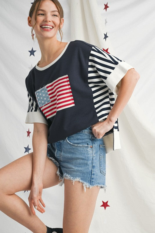 Americana Vintage Flag Top