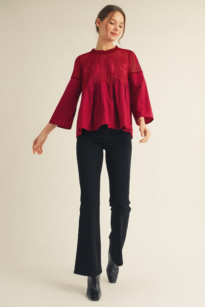 Night Out Crochet Accent Blouse