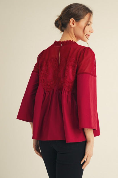 Night Out Crochet Accent Blouse