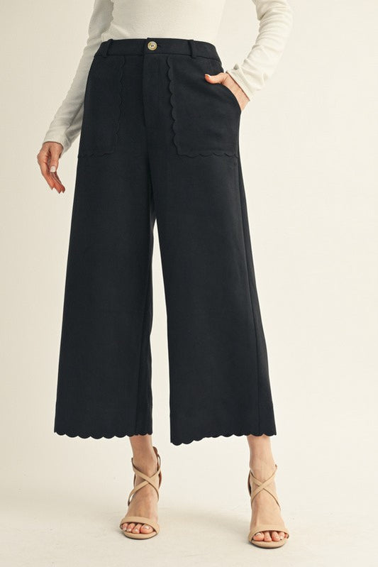 Scallop Edge Accent Suede Pants