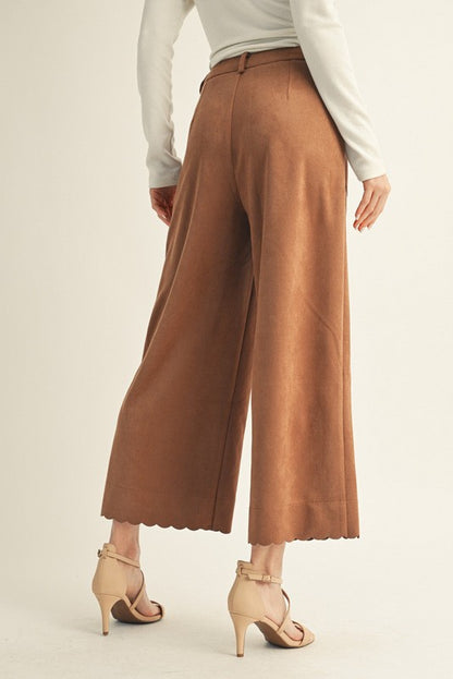 Scallop Edge Accent Suede Pants