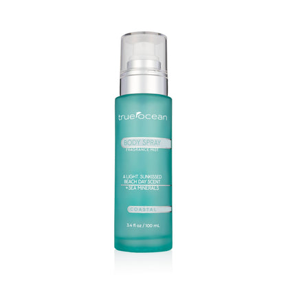 True Ocean: Body Spray, 3.4 oz size. Light, beachy mist with sea minerals for a sunkissed scent.