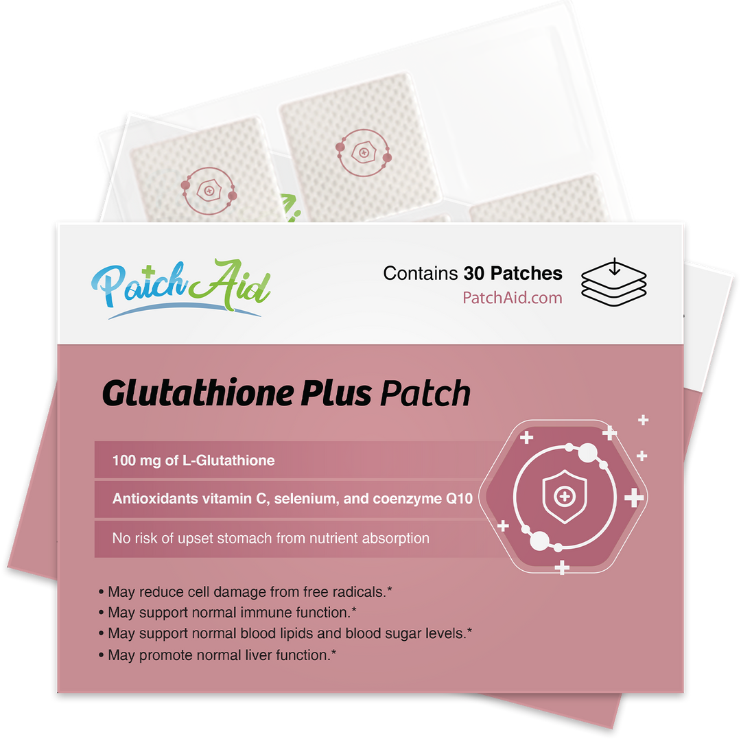 The Glutathione Plus Patch - Antioxidant &amp; Detox Support, 1-Pack with 30 patches, supports antioxidant and liver health. Available size: 1-Pack (30 patches).