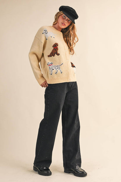 Knit Dog & Star Sweater Cardigan