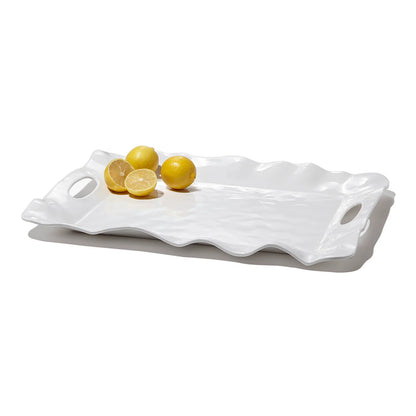 The VIDA Havana Rectangular Tray with Handles (White); available in multiple sizes.