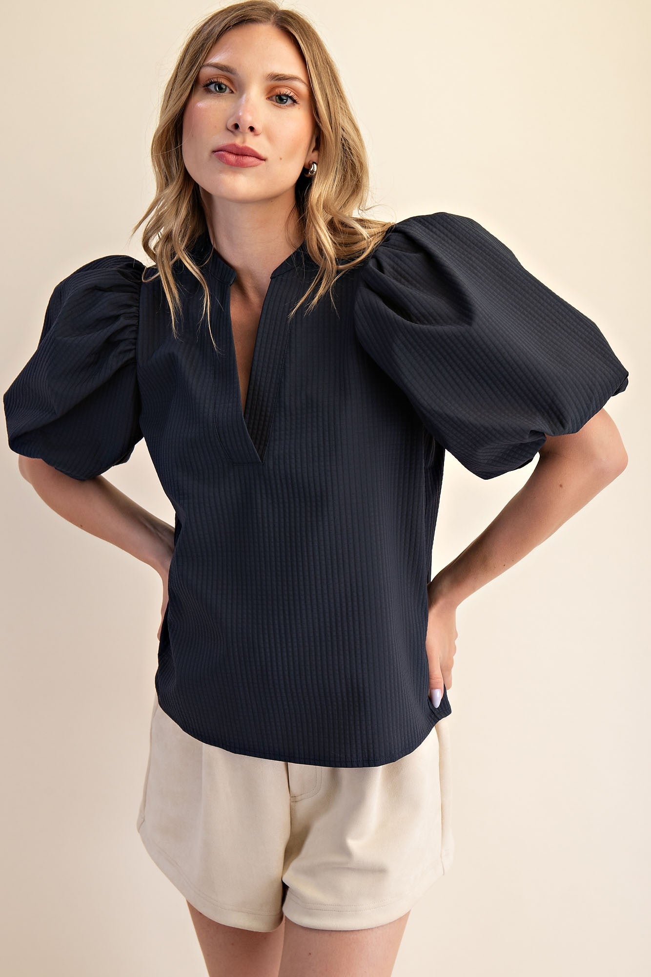 Rachel V-Neck Puff Sleeve Top | 3 Colors