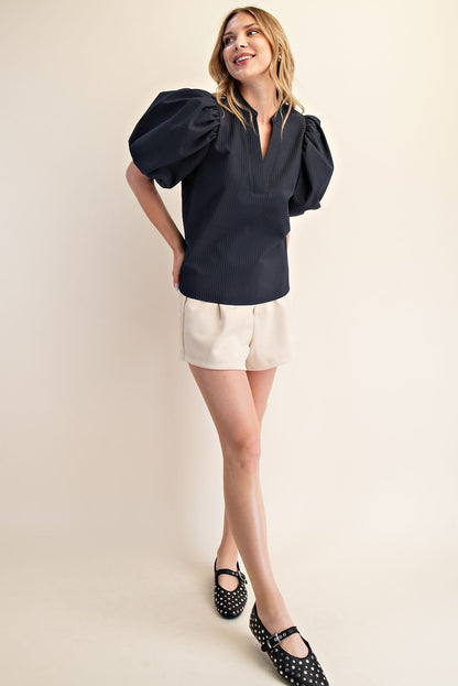 Rachel V-Neck Puff Sleeve Top | 3 Colors