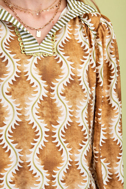 Chelsea Printed Mock-Neck Top