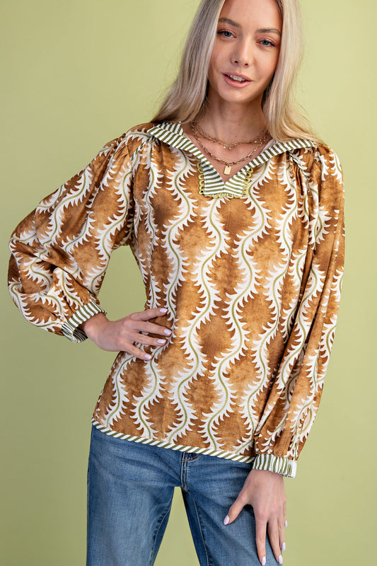 Chelsea Printed Mock-Neck Top